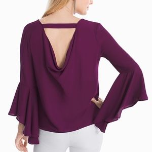 🆕 GYPSY -  NWT [whbm] drama sleeve ELSA drape back blouse size 2